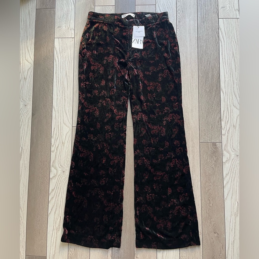 Zara Women's Black and Brown Wide Leg Pants